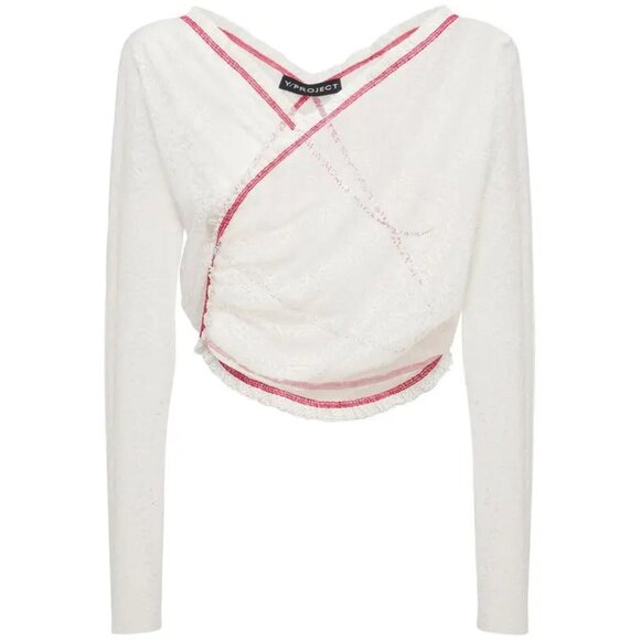 Y/PROJECT WHITE TWISTED LACE L/S TOP, MEDIUM - Picture 2 of 12
